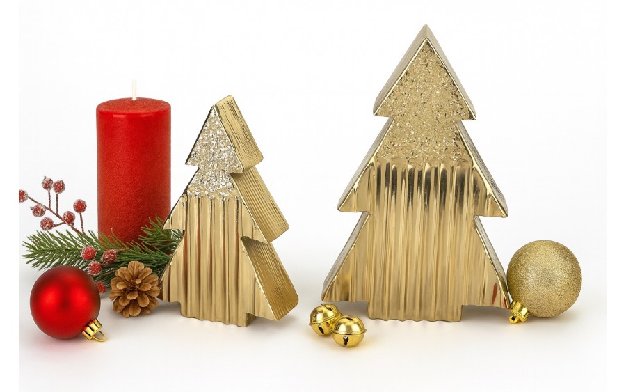 Figurka ozdobna choinka metalowa złota średnia 2263