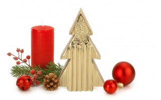 Figurka ozdobna choinka metalowa złota średnia 2263