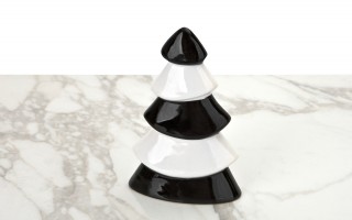 Figurka ozdobna choinka biało- czarna średnia 71558