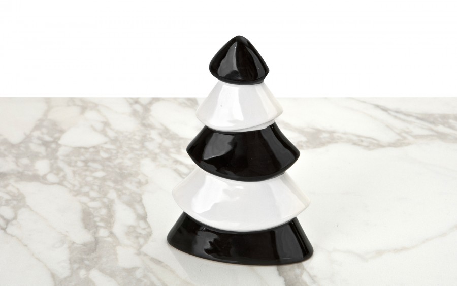 Figurka ozdobna choinka biało- czarna średnia 71558