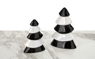 Figurka ozdobna choinka biało- czarna średnia 71558