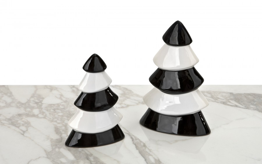 Figurka ozdobna choinka biało- czarna średnia 71558