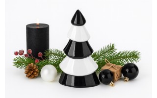Figurka ozdobna choinka biało- czarna średnia 71558