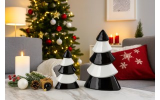 Figurka ozdobna choinka biało- czarna duża 71572