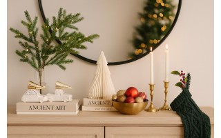 Ozdoba świateczna biały garbus z choinką na dachu 5955