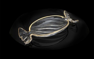 Patera szklana cukierek ze złotym paskiem 173411