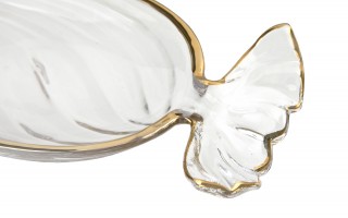 Patera szklana cukierek ze złotym paskiem 173411