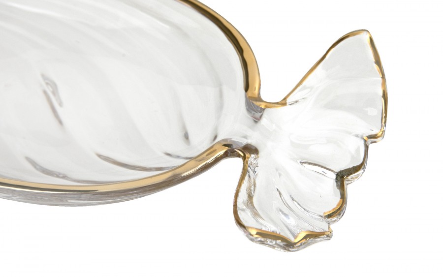 Patera szklana cukierek ze złotym paskiem 173411