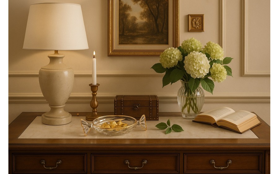 Patera szklana cukierek ze złotym paskiem 173411