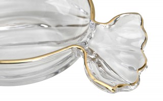 Patera szklana cukierek ze złotym paskiem 173415