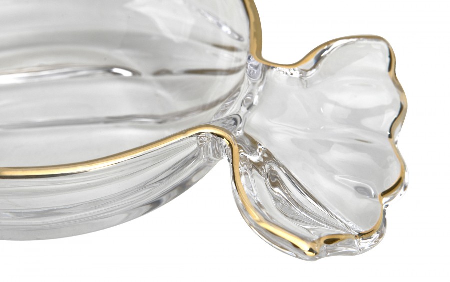 Patera szklana cukierek ze złotym paskiem 173415