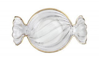 Patera szklana cukierek ze złotym paskiem 173415