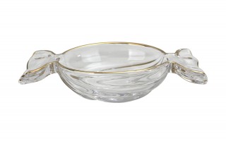 Patera szklana cukierek ze złotym paskiem 173415