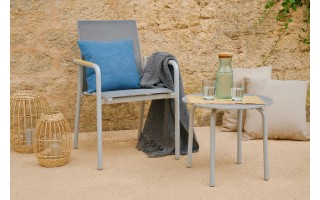 Krzesło ogrodowe na balkon SOLLER teak białe