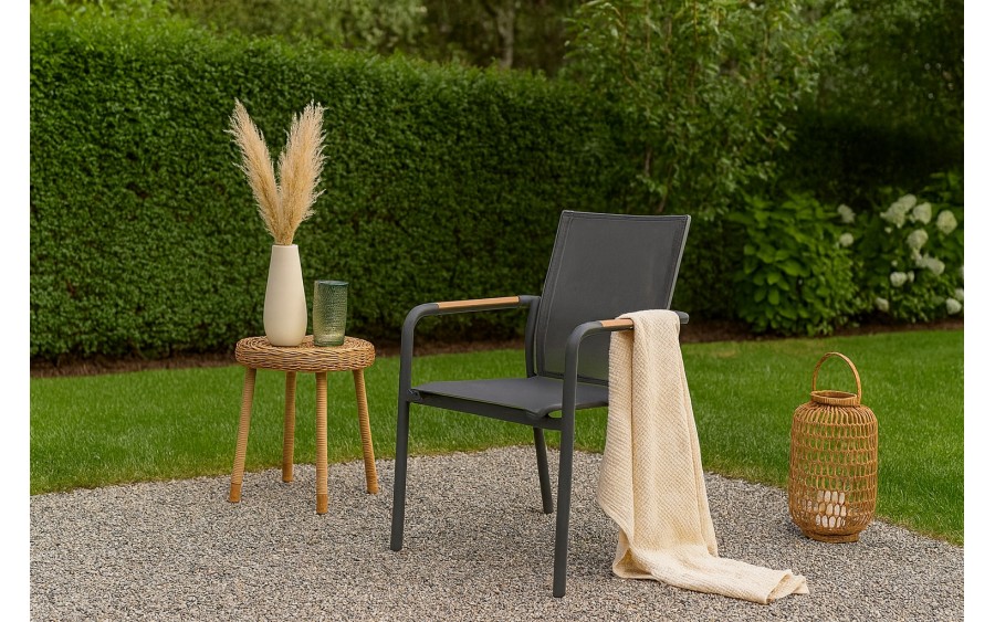 Krzesło ogrodowe na balkon SOLLER teak antracyt