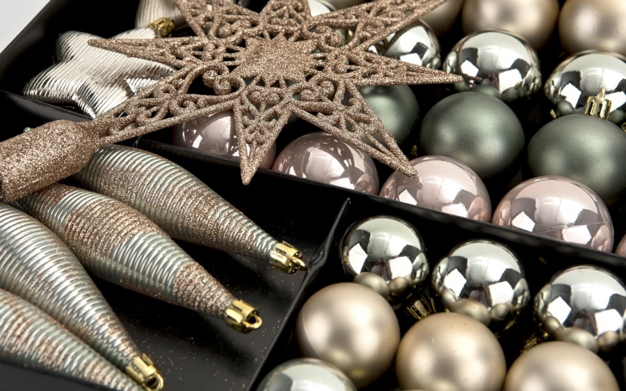 Zestaw bombek z gwiazdą złoto/srebro 3301