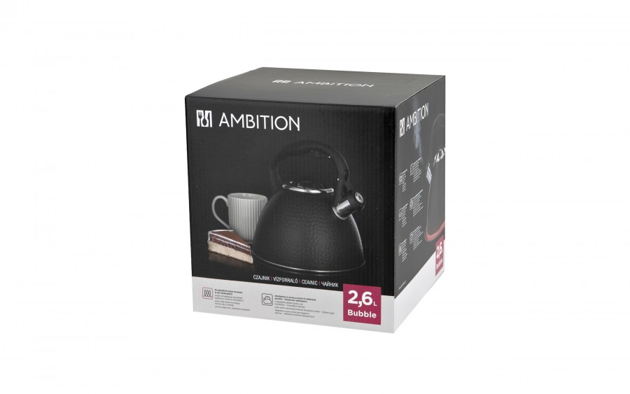 Czajnik z gwizdkiem Bubble 2,6 L czarny AMBITION