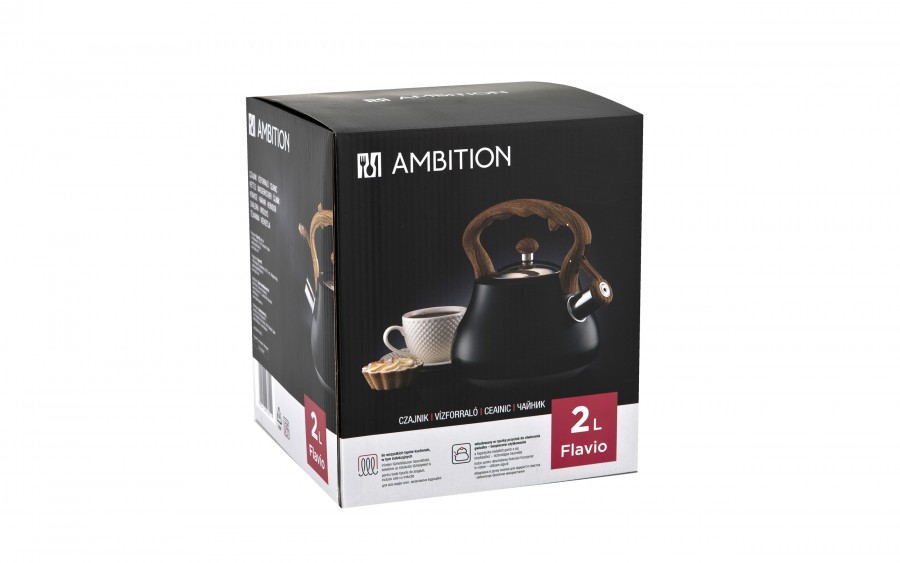 Czajnik tradycyjny z gwizdkiem 2 L Flavio czarny