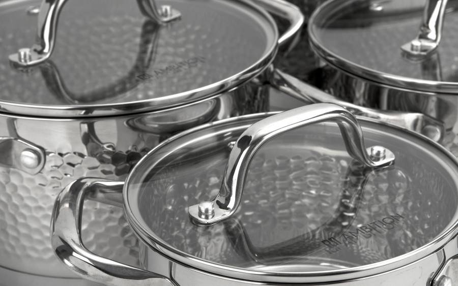 Komplet garnków 8 el. ze stali nierdzewnej Bubble