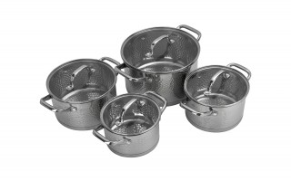 Komplet garnków 8 el. ze stali nierdzewnej Bubble