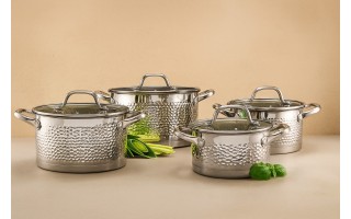 Komplet garnków 8 el. ze stali nierdzewnej Bubble