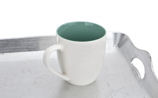 Kubek porcelanowy 470 ml biało-turkusowy