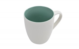 Kubek porcelanowy 470 ml biało-turkusowy