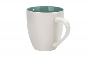 Kubek porcelanowy 470 ml biało-turkusowy