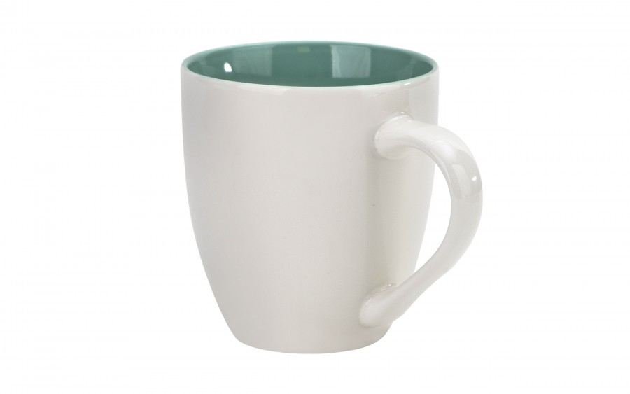 Kubek porcelanowy 470 ml biało-turkusowy