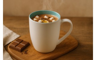 Kubek porcelanowy 470 ml biało-turkusowy