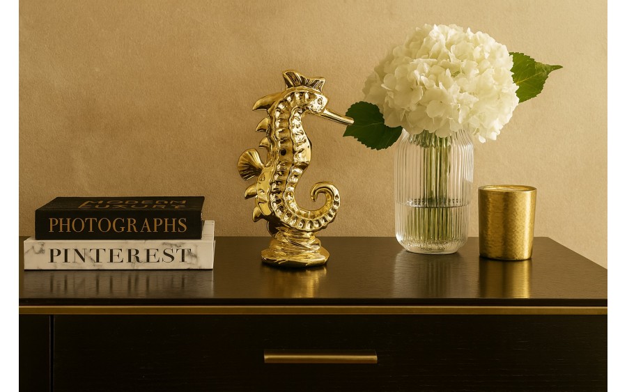 Ozdoba ceramiczna Złoty Konik morski 29 cm