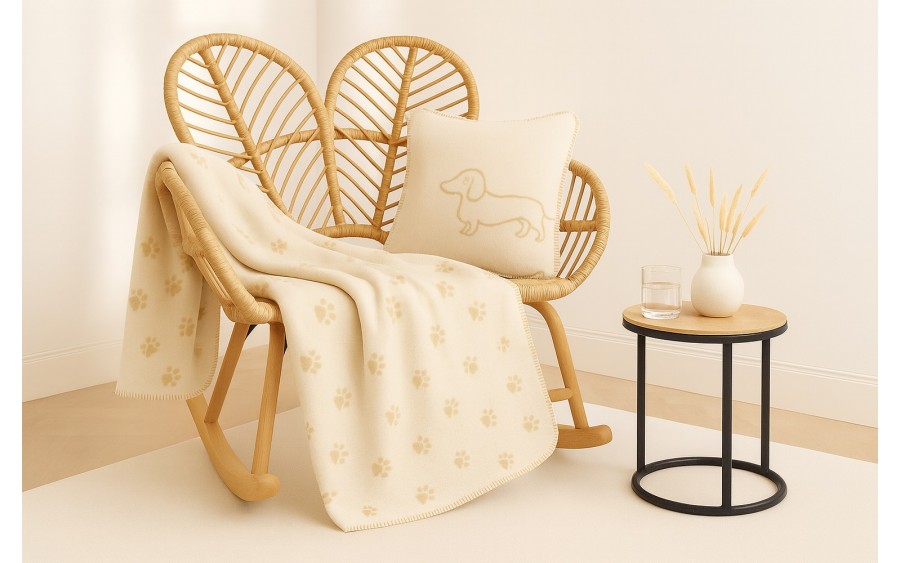 Koc bawełniano-akrylowy 150x200 cm We love dogs 33 beż