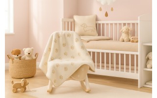 Koc bawełniano-akrylowy 150x200 cm We love dogs 33 beż