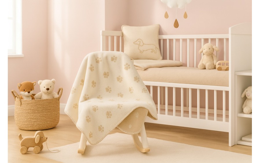 Koc bawełniano-akrylowy 150x200 cm We love dogs 33 beż