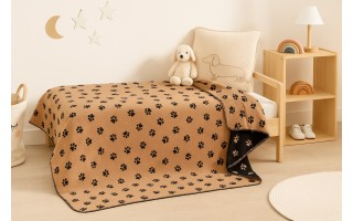 Koc bawełniano-akrylowy 150x200 cm We love dogs 93 czarny-beż