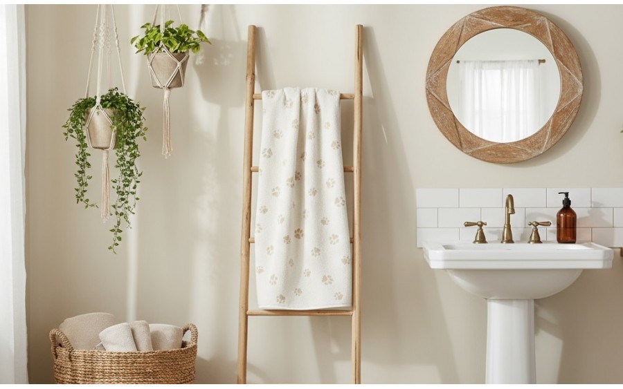 Ręcznik bawełniany 80x150 cm WE LOVE DOGS Paws 6247/33 kąpielowy