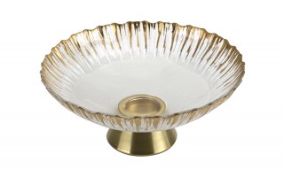 Patera szklana na złotej nodze 180031