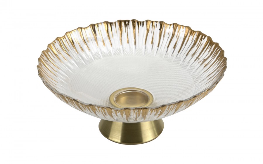 Patera szklana na złotej nodze 180031