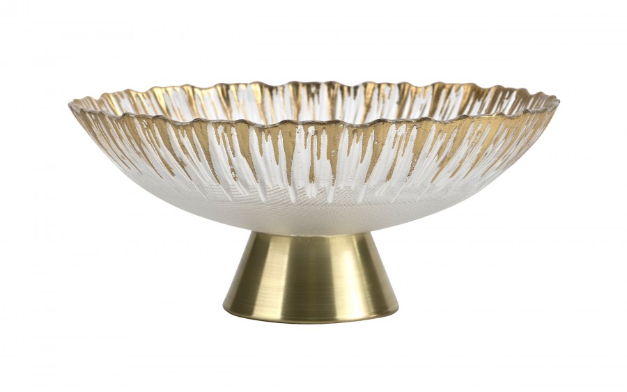 Patera szklana na złotej nodze 180031