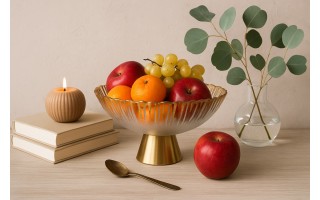 Patera szklana na złotej nodze 180031