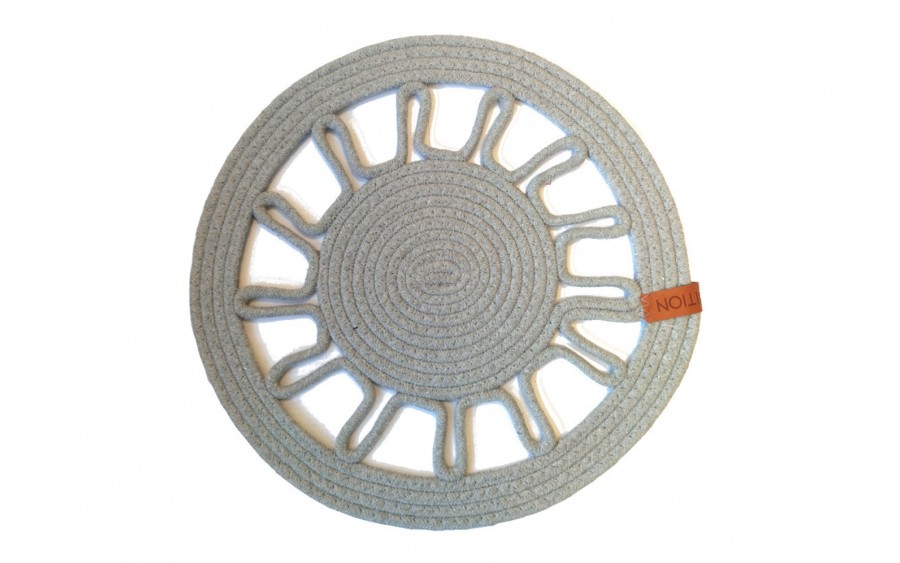 Mata stołowa 35 cm Boho sznurek szara