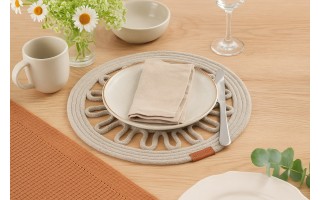 Mata stołowa 35 cm Boho sznurek szara