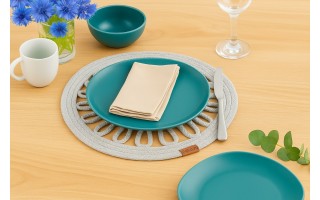 Mata stołowa 35 cm Boho sznurek kremowa