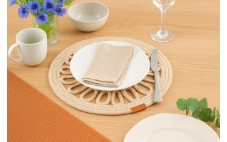 Mata stołowa 35 cm Boho sznurek beżowa