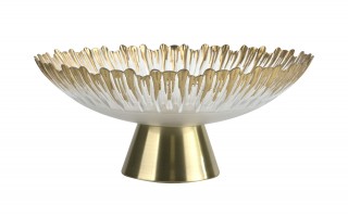 Patera szklana na złotej nodze 33cm 180030