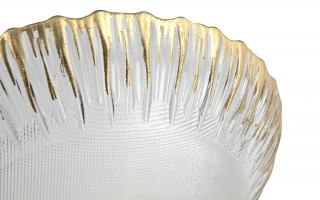 Patera szklana na złotej nodze 33cm 180030