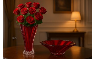 Wazon kryształowy 32 cm Plantica Red Bohemia