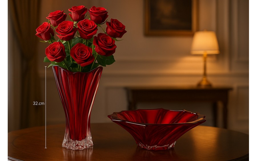 Wazon kryształowy 32 cm Plantica Red Bohemia