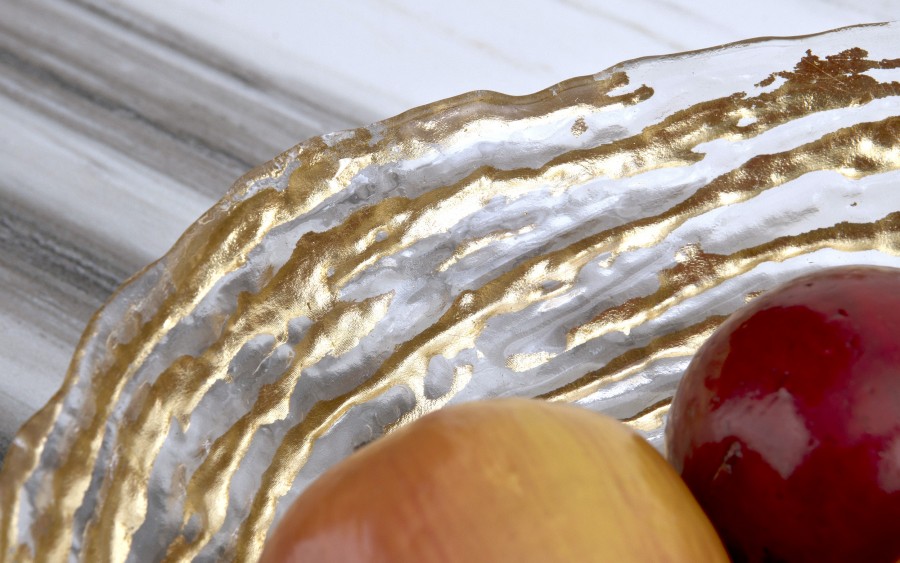 Salaterka szklana złota 25,5cm XC0538