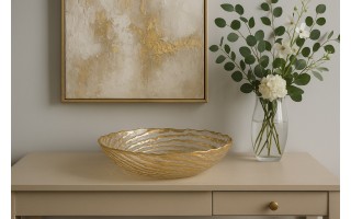 Salaterka szklana złota 25,5cm XC0538